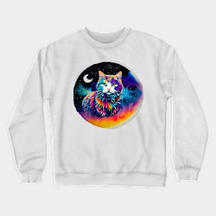 Cat in Space - A World of Dreams painting Crewneck Sweatshirt